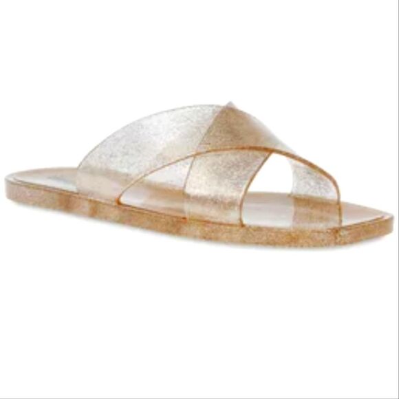 Steve Madden Horizon Cross Band Glitter Sandals- Gold - Picture 2 of 12